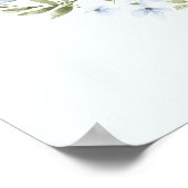 青いフローラリースベビーの開花赤ちゃんシャワー記号 ポスター (角)