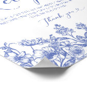 青いフローラレシピカード離れがレシピに署名 ポスター (角)