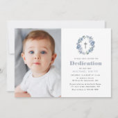 青いフローラ写真の献身的な招待 招待状 (正面)