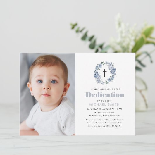 青いフローラ写真の献身的な招待 招待状 (スタンド正面)