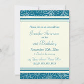 青いフローラ写真21歳の誕生日パーティの招待状 招待状 (裏面)