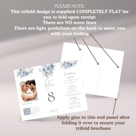 青いフローラ写真QR三結婚折のメニューテーブルなし