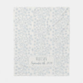 青いフローラ名誕生日ベビー フリースブランケット (正面)