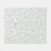 青いフローラ名誕生日ベビー フリースブランケット (正面(横))