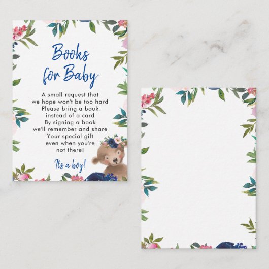 青いフローラ少年のベビー要求カード エンクロージャーカード (正面/裏面)