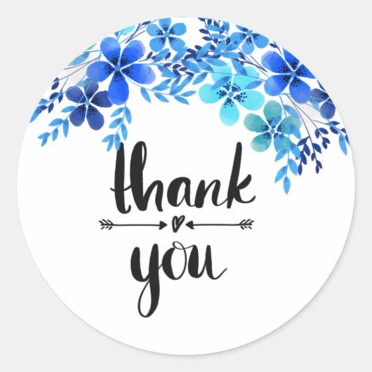 青いフローラ感謝していステッカー ラウンドシール (正面)