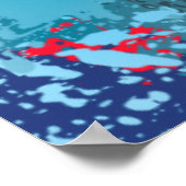 青いフローラ抽象芸術 ポスター (角)