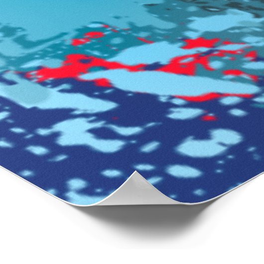 青いフローラ抽象芸術 ポスター (角)