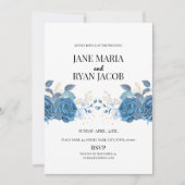 青いフローラ招待状カードテンプレート 招待状 (正面)