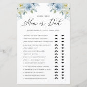 青いフローラ推測ママまたはパパ赤ちゃんシャワーゲーム (正面)