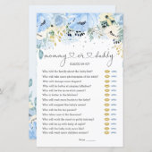 青いフローラ推測誰が赤ちゃんシャワーゲームフラット紙 (正面/裏面)