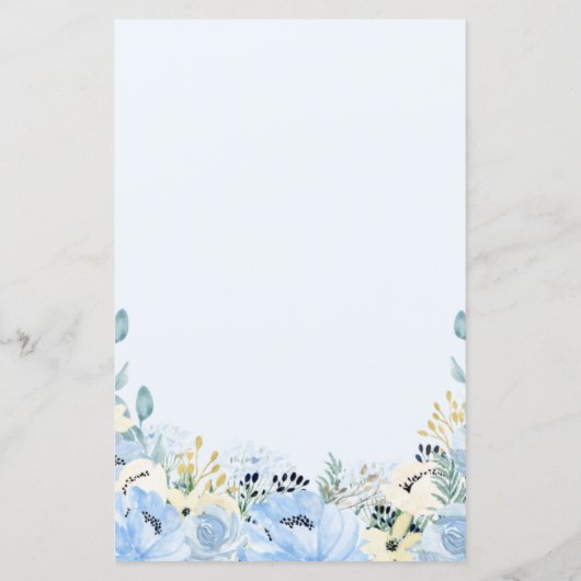 青いフローラ推測誰が赤ちゃんシャワーゲームフラット紙 (裏面)