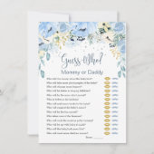 青いフローラ推測誰が赤ちゃんシャワーゲーム招待状 招待状 (正面)