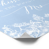 青いフローラ数の推測キスブライダルシャワー ポスター (角)