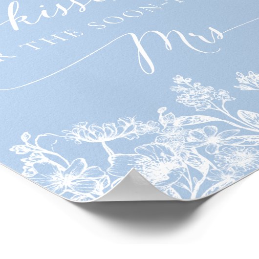 青いフローラ数の推測キスブライダルシャワー ポスター (角)