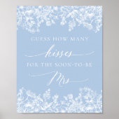 青いフローラ数の推測キスブライダルシャワー ポスター (正面)