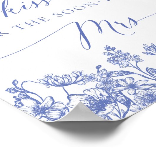 青いフローラ数の推測キスブライダル記号 ポスター (角)