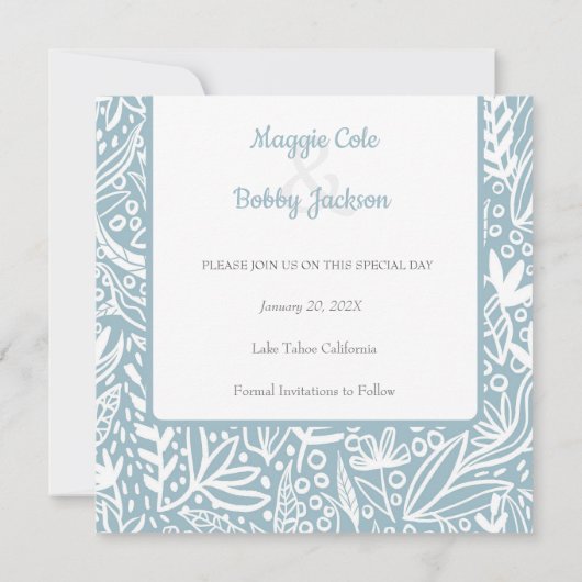 青いフローラ日付の保存 セーブザデート (裏面)