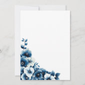 青いフローラ日付の保存 招待状 (裏面)