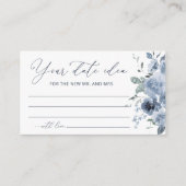 青いフローラ日付ナイトアイディアブライダルシャワーカード エンクロージャーカード (正面)