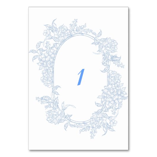 青いフローラ枠結婚付き テーブルナンバー (正面)