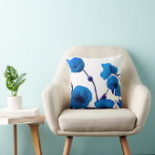 青いフローラ水彩ポピーの花白い明るさ クッション (椅子)