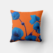 青いフローラ水色ポピー花サマーサンセット クッション (裏面)