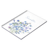 青いフローラ水色ワイルドフラワー名 ノートブック (左側)