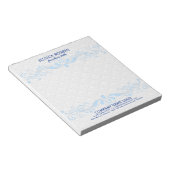 青いフローラ渦巻きレースの白いダマスク ノートパッド (アングル)