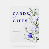 青いフローラ王室ののウェディングカードとギフトのシェード アクリルサイン (正面)