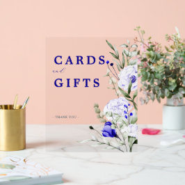 青いフローラ王室ののウェディングカードとギフトのシェード アクリルサイン