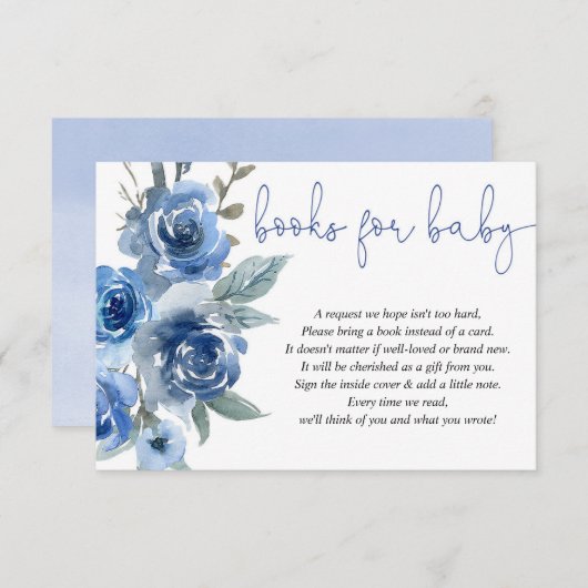 青いフローラ男の子のシャワー書要求の挿入 エンクロージャーカード (正面/裏面)