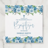 青いフローラ男の赤ちゃんメッセージカード フェイバータグ (正面)