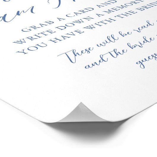 青いフローラ私はブライダルシャワーゲームサイン ポスター (角)