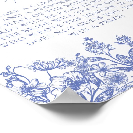 青いフローラ私はブライダルシャワーゲームサイン ポスター (角)