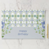 青いフローラ紙ランチョンマット ペーパーパッド (インサイチュ)