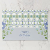 青いフローラ紙ランチョンマット ペーパーパッド (正面)