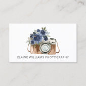 青いフローラ素朴ヴィンテージカメラカメラマン 名刺 (正面)