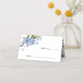 青いフローラ結婚のテーブル番号座席表 プレイスカード (正面)