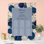 青いフローラ結婚の透明な座席表 アクリルサイン (ウェディング)