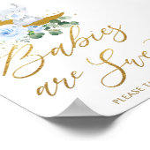 青いフローラ緑の象のベビーは甘い ポスター (角)