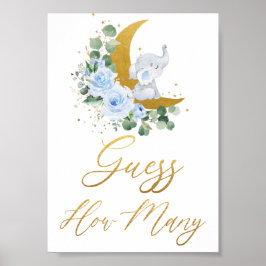 青いフローラ緑の象の数を推測 ポスター