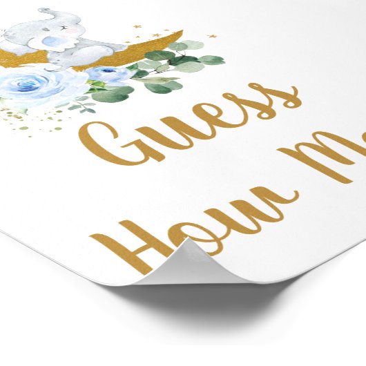 青いフローラ緑の象の数を推測 ポスター (角)