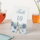 青いフローラ花テーブル番号結婚のシンボルや象徴 台座サイン (インサイチュ)