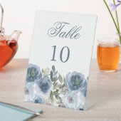 青いフローラ花テーブル番号結婚のシンボルや象徴 台座サイン (インサイチュ)