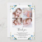 青いフローラ誕生のお知らせサンキューカード 招待状 (裏面)