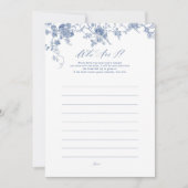 青いフローラ誰が私はブライダルシャワーゲームカード 招待状 (正面)