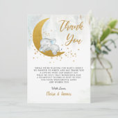 青いフローラ象の月の赤ちゃんシャワー サンキューカード (スタンド正面)