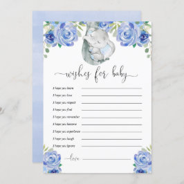 青いフローラ象男の赤ちゃんの願い 招待状