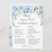 青いフローラ赤ちゃんシャワーあなたの電話ゲームに何が 招待状 (正面/裏面)